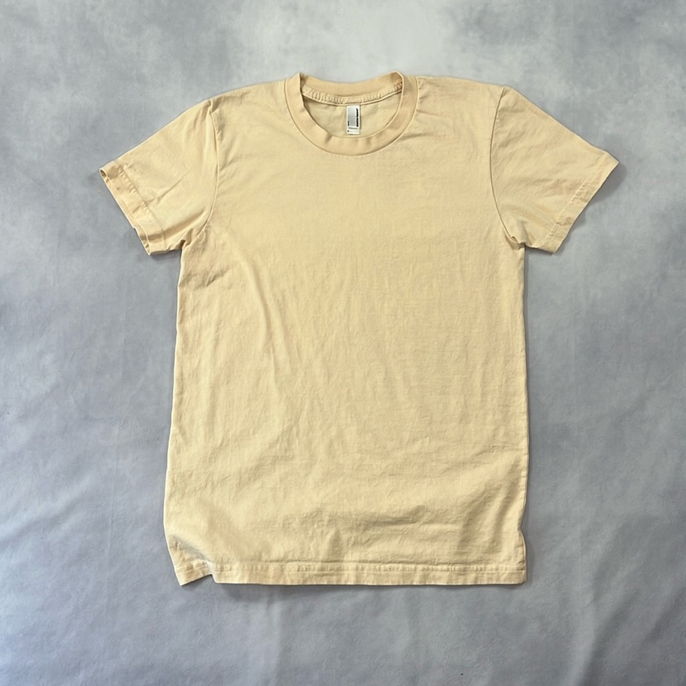 American Apparel Women’s Large 100% Cotton T-Shirt Color is Sand.